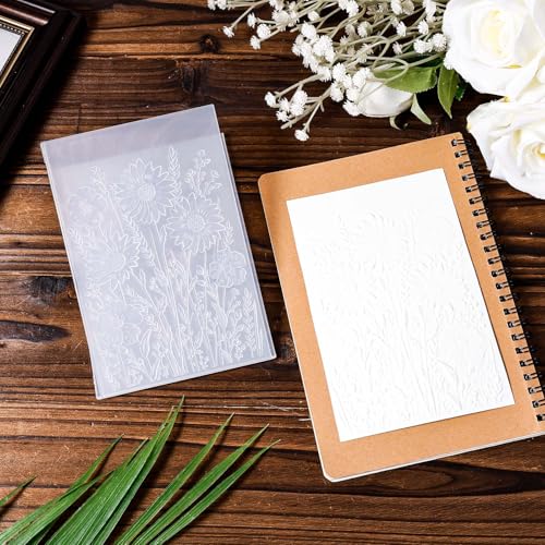 2pcs Embossing Folders, 4.5x6.3 Inch Textured Daisy Flower 3D Tree Woodland Background Plastic Embossing Folders for Card Making Scrapbooking Paper Crafts