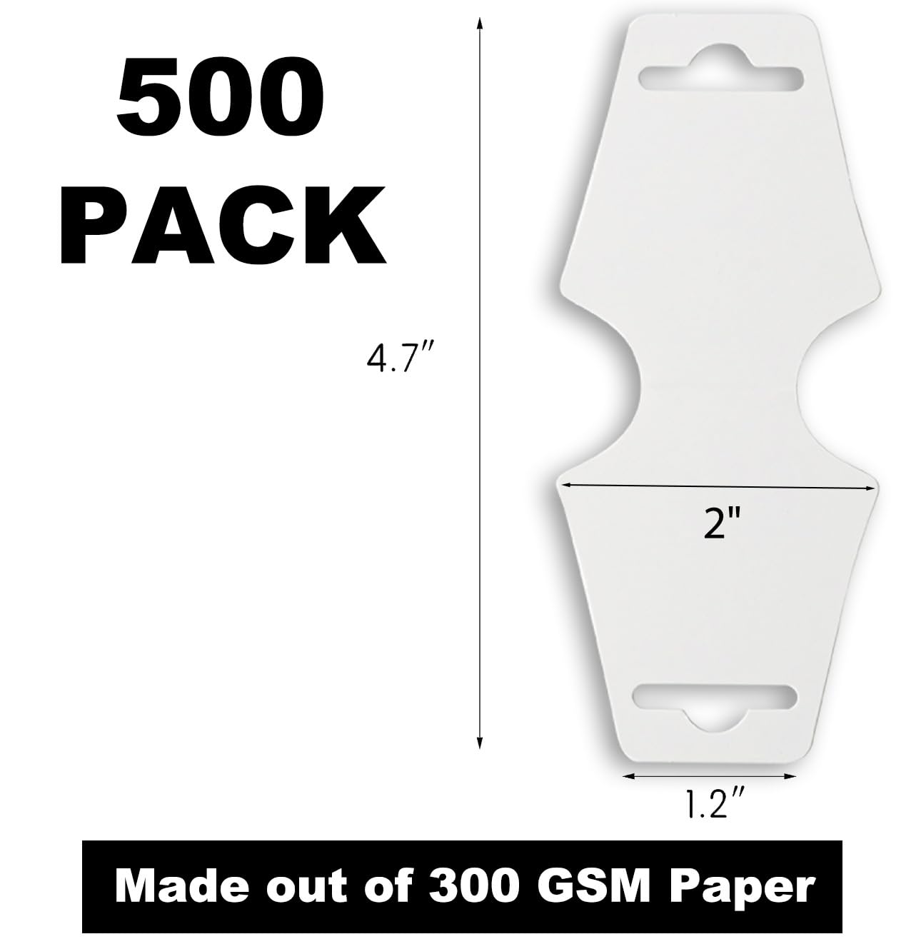 【500 Pack 】 Necklace and Jewelry Display Cards for Bracelets and Chokers- Easy and Simple for Displaying Your Jewelries - Bulk 500 Pack White