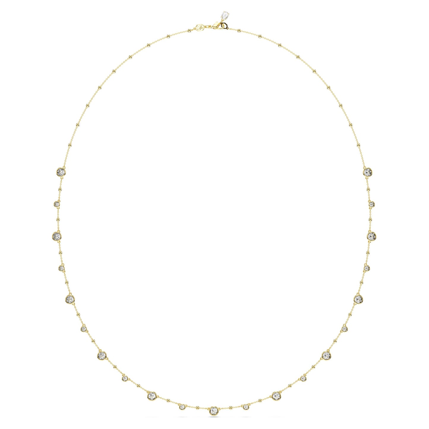 Swarovski Imber Strandage Necklace, Clear Round-Cut Crystals and Shiny Metal Droplets in a Gold-Tone Finished Setting, Part of the Imber Collection