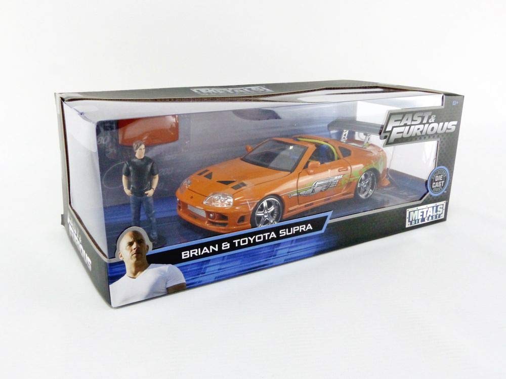 Jada Fast & Furious Brian’s 1995 Toyota Supra Diecast Model – 1:24 Scale Durable Die Cast Car – Includes Brian O' Conner Figure – Perfect for Collectors and Kids