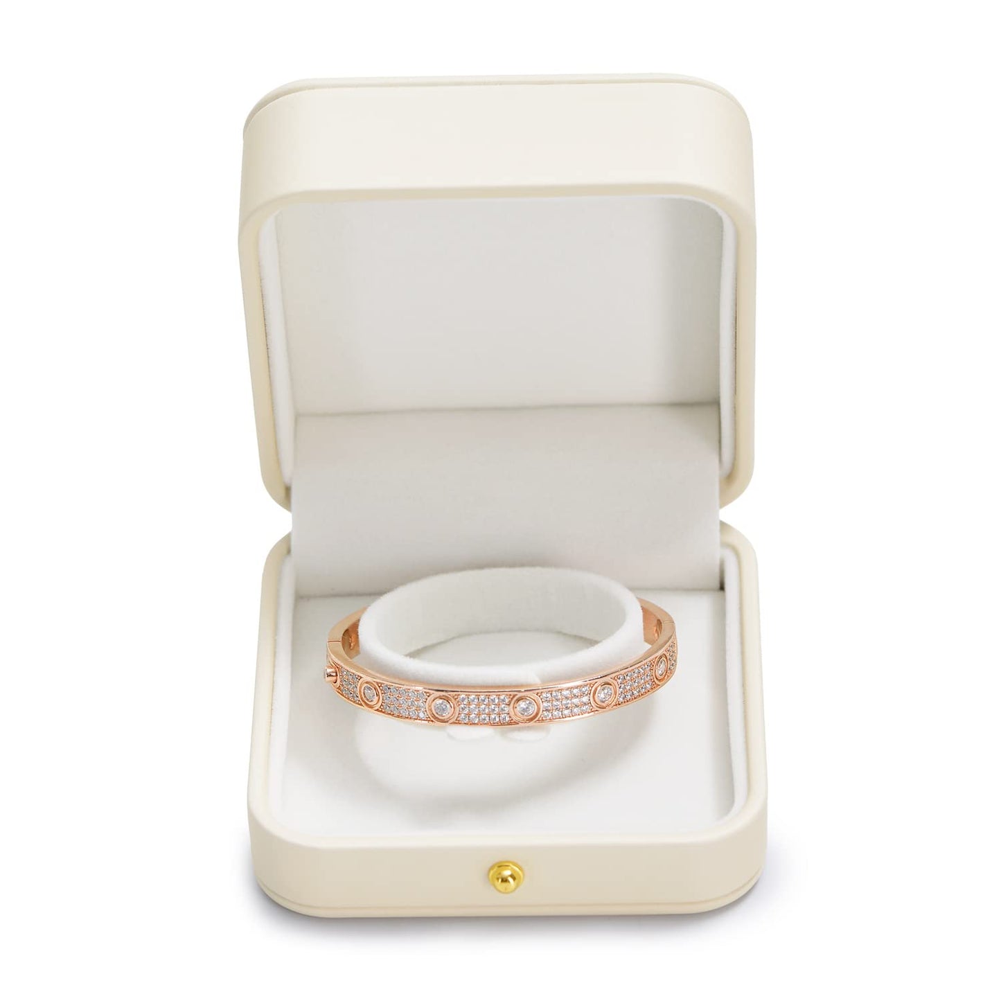 Oirlv Gorgeous Bracelet Gift Box Leather Bangle Box for Jewelry Gift White Velvet Interior Bangle Bracelet Storage(White)