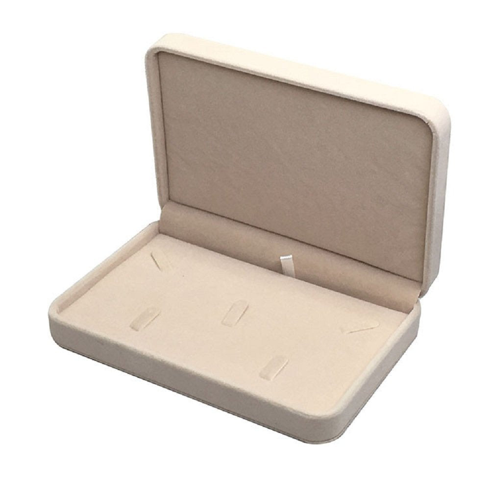 JunningGor Wedding Jewelry Sets Velvet Box Necklace Earring Ring Display Case Storage Holder (Beige)