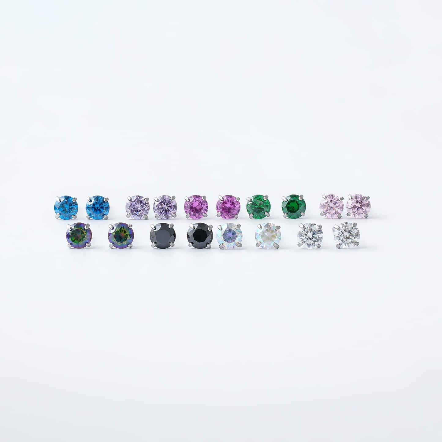 1 Pair Implant Grade Titanium Stud Earrings Set Hypoallergenic 3mm 4mm 5mm 6mm Cubic Zirconia G23 Titanium Earring Studs for Women Men for Sensitive Ear (3mm Aurora)