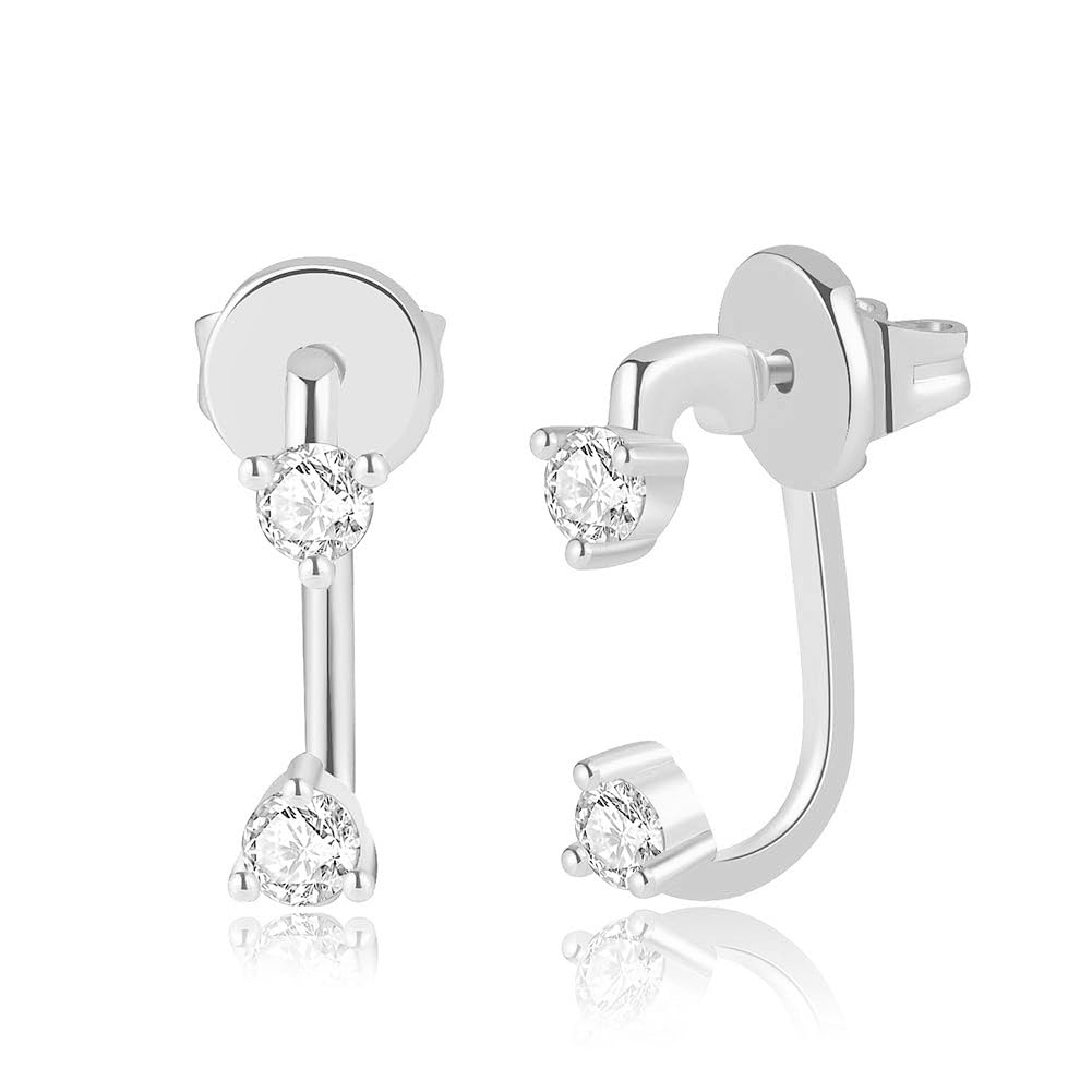 Obidos 14K Gold Plated Cubic Zirconia Ear Jacket Statement Earrings for Women | Front & Back Stud Earring Jackets