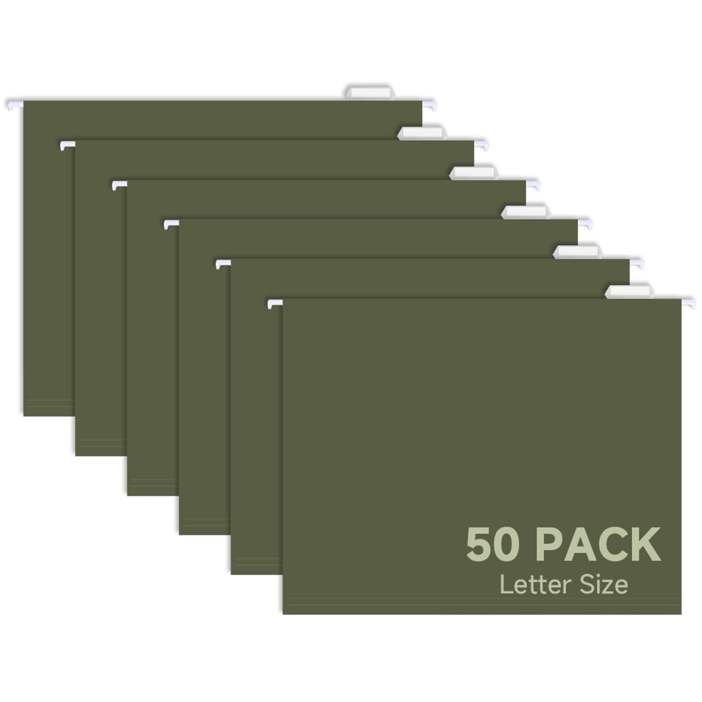 50pcs Green Hanging File Folders,Filing Cabinet, Letter Size with 1/5-Cut Adjustable Tab Durable, 50 pcs Per Box