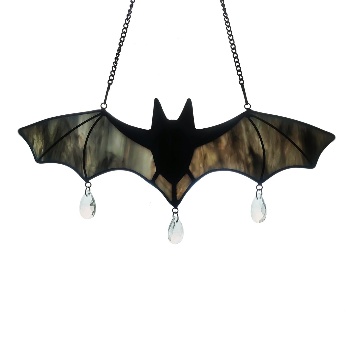 WeDcpcin Bat Stained Glass Window Hanging Sun Catcher (Grey) Halloween Decoration