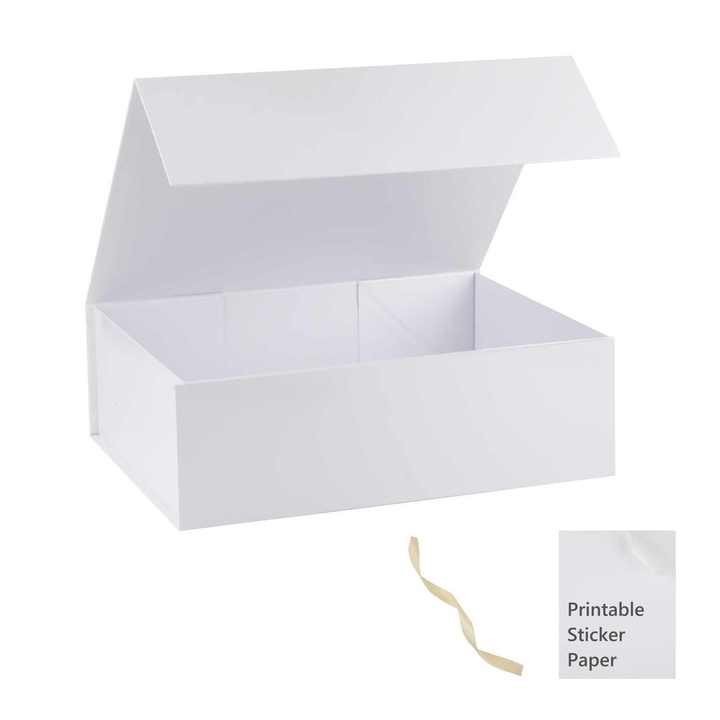 MUMUPACK White Large Gift Boxes With Lids Includes Ribbon And Diy Printable Sticker Paper, Bridesmaid & Wedding Proposal Box, Magnetic Gift Box Sphere