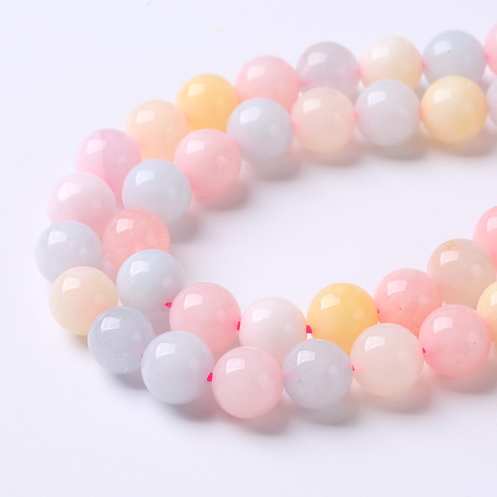 45pcs 8mm Natural Stone Morganite Beads Round Loose Beads for Jewelry Making DIY Bracelets Necklaces Crystal Energy Healing Stone Beads 15" (8mm, Morganite)