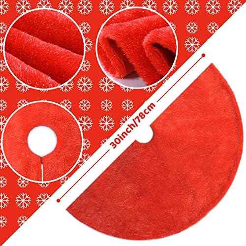 Red Bling Christmas Tree Skirts, 30 inches Luxury Glitter Bright Silk Double Layers Xmas Tree Base Cover Mat for Xmas New Year Home Party Decorations