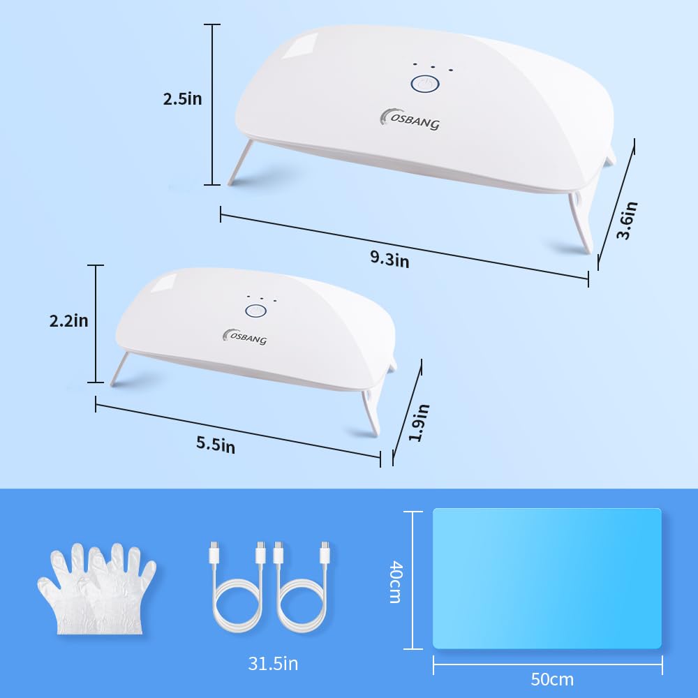 OSBANG 2 Pack UV Light for Resin, Large Size Foldable UV Resin Lamp and Mini Portable Light, Fast Curing and Light Weight UV Lamp, Resin Kits for Jewelry Making, DIY Craft