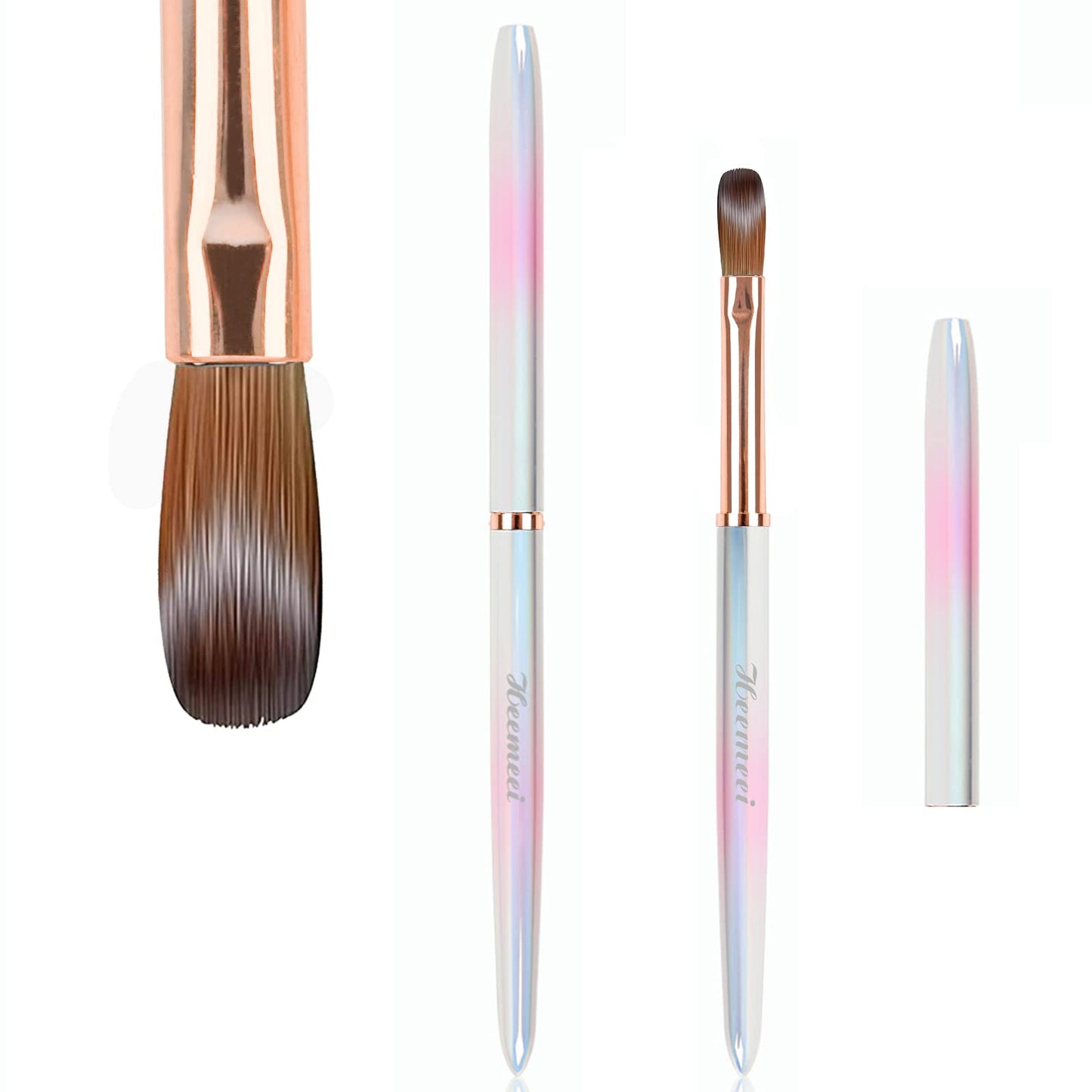 heemeei Acrylic Nail Brush Size 10, 100% Pure Kolinsky Nail Art Brush, Sturdy Handle Acrylic Powder Design Tools for Professional Manicure DIY Home Salon (10#)