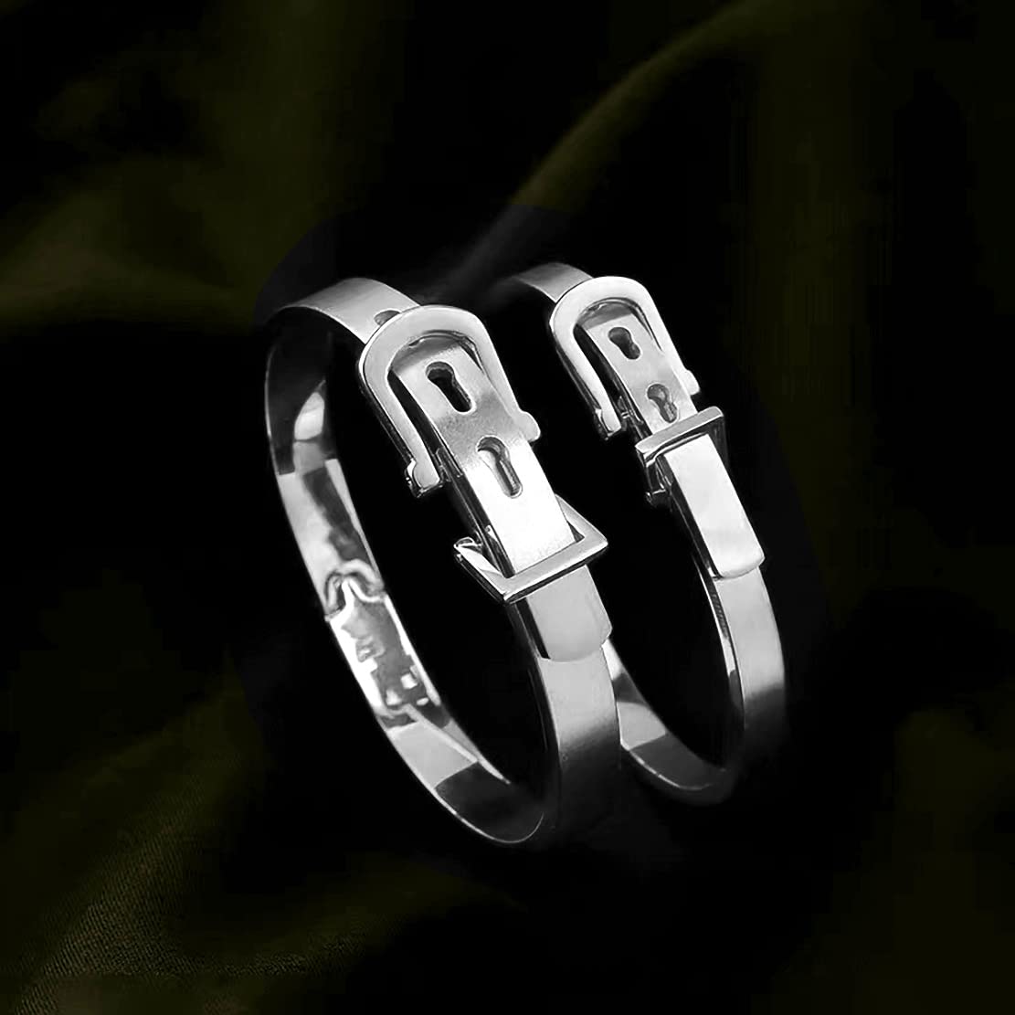 Jarlinwel Gold Silver Plated Bracelets for Men Women Roman Numeral Bangle Bracelet Stainless Steel Personalized Engraved Unisex Gift (2 Pcs Womens Silver Bangle)