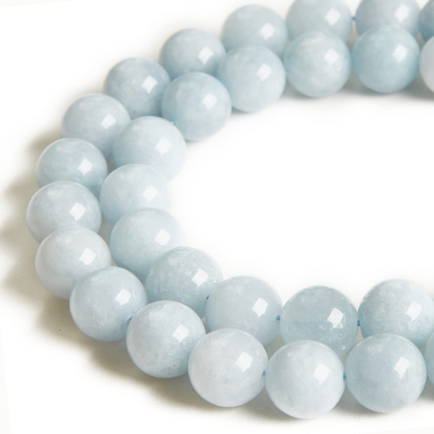 35pcs 10mm Natural Aquamarine Beads Gemstone Beads Round Loose Beads for Jewelry Making