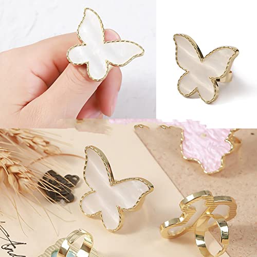 AKOAK 2 Pcs Butterfly Nail Art Resin Palette, Ring Gel Polishing Mixing Tray, Gold Edge Adjustable Nail Ring Gel Color Makeup Plate, DIY Nail Art Display Tool Photography Prop Nail Polish Plate