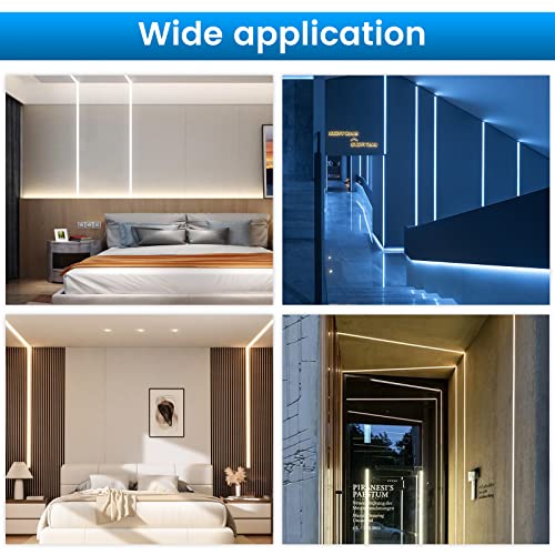 Muzata 5Pack 3.3FT/1M Plaster in LED Channel Trimless Recessed LED Strip Diffuser Channel Spotless Deeper Wider for Drywall Ceiling Wall U117 WW 1M - size: 5pack*1m/3.3ft