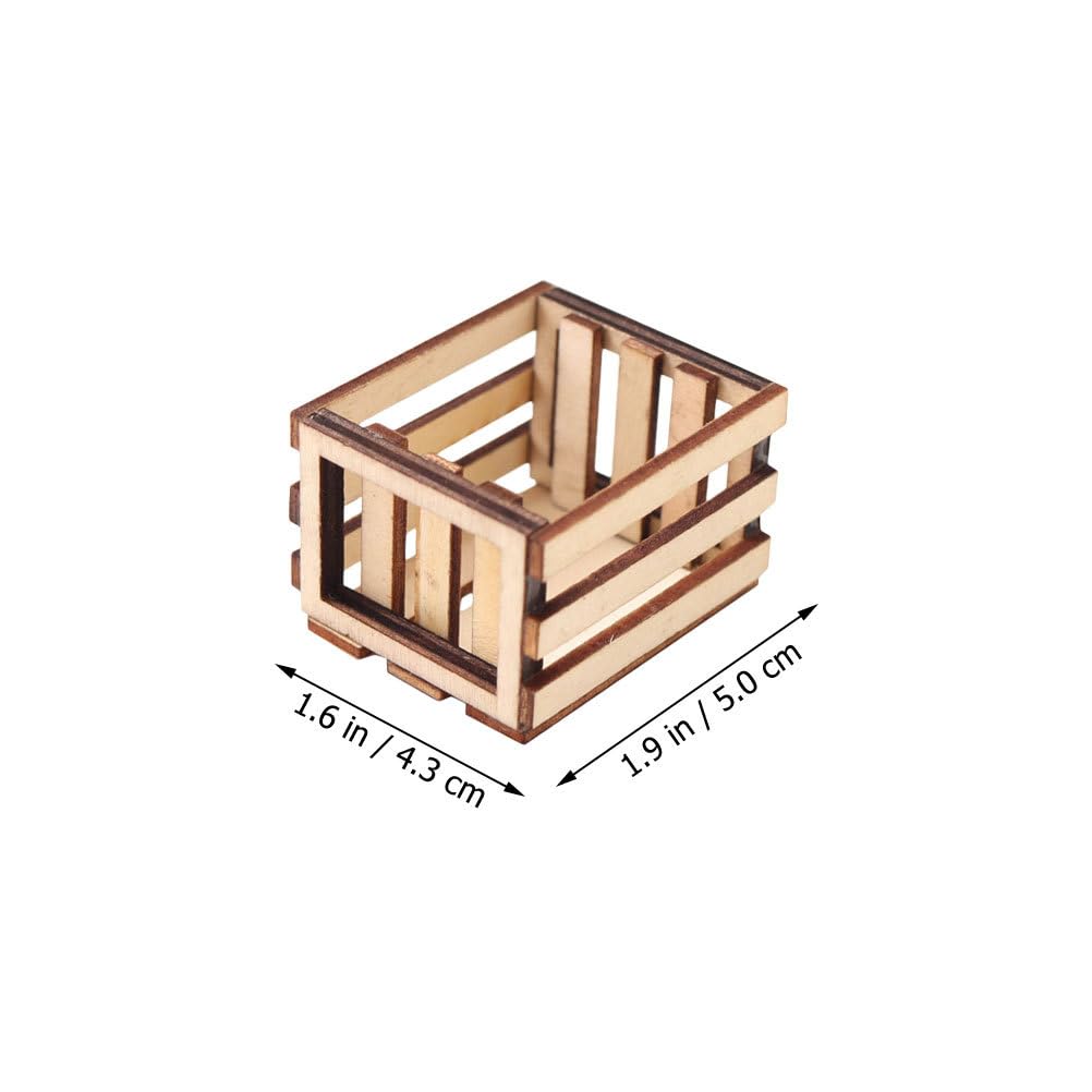 Toyvian 3PCS Miniature Dollhouse mini Baskets Miniature Craft mini Storage Baskets Crate, Wooden Milk