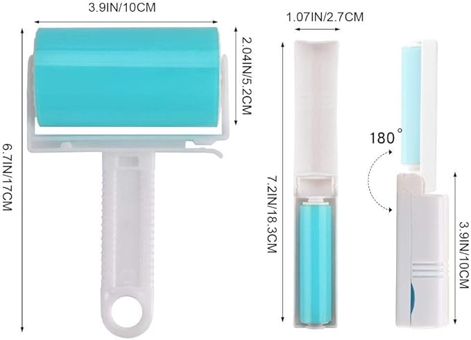 Washable Gel Lint Roller 4 Pack, Reusable Sticky Lint Roller Portable Dog Cat Pet Hair Remover Brush for Clothes, Pet Hairs, Travel Household, Carseats