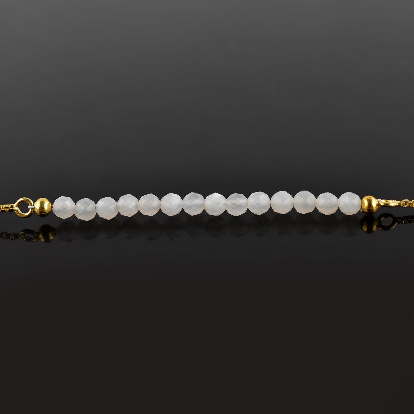 InfinityGemsArt Moonstone Bracelets For Women June Birthstone Jewelry Micro White Beads Beaded Stone Bolo Slider Crystals Gemstones, 14K Gold Plated Adjustable Chain, Valentines Day Gifts For Her