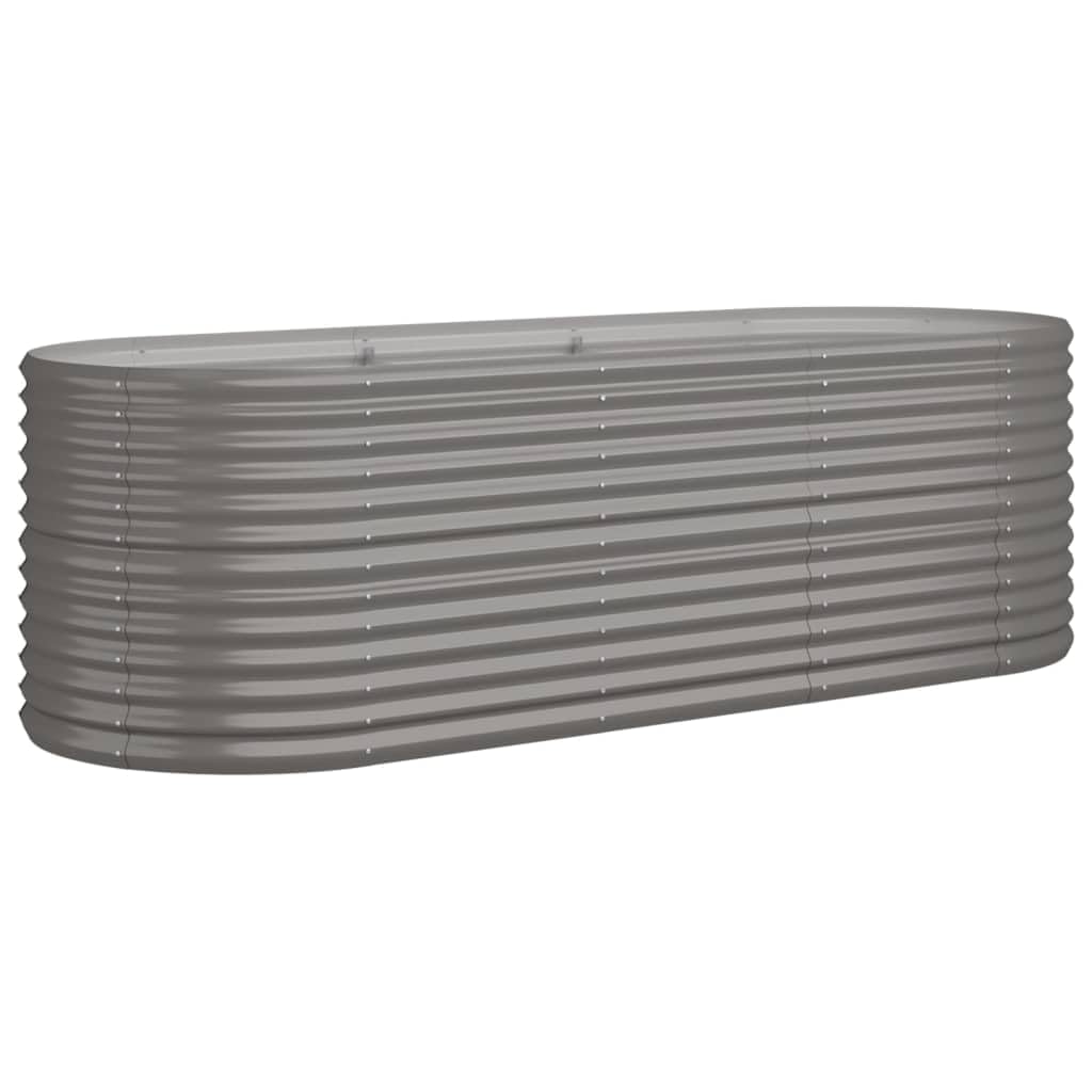 SKM Garden Raised Bed Grey Powder-Coated Steel Large Durable,Grey (Weight 30.73KG)