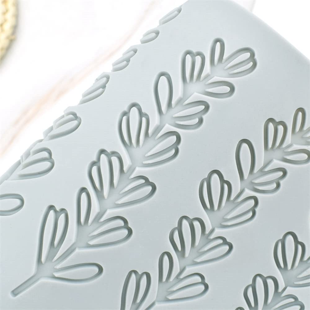 TUKE 3D Hollow Lace Fondant Molds Fruits Leaf Shape Lace Mat Party Cake Decoration Tool Cupcake Mat Silicone Molds for Polymer Clay Chocolate Baking Gummy Mould (Leaf_12x4.4x0.16inch_N)