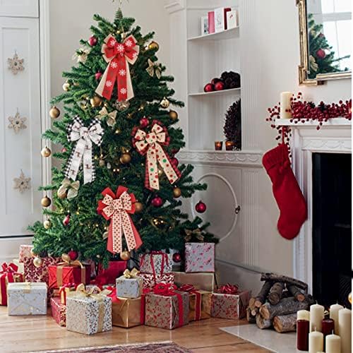 4PCS Large Christmas Wreath Bows for Indoor Outdoor Tree Topper Wall Decor