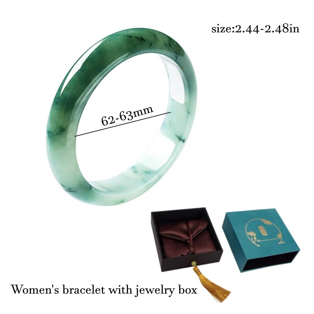 URED Floating Green Jade Bangle Bracelet For Women Wealth Good Luck Natural Jade Bangle Genuine Jade Bracelet Chinese Feng Shui For Woman Yoga meditation mother gift Birthday