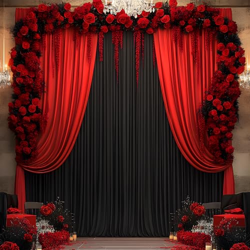 10ftx12ft Black Wrinkle-Free Wedding Backdrop Curtain -Silky Washable Black Polyester Drapes for Baby Showers, Birthday Parties, Photography, and Wedding Receptions-2 Panels 5FTx12FT - color: black, size: W5' x H12'(2 panels)