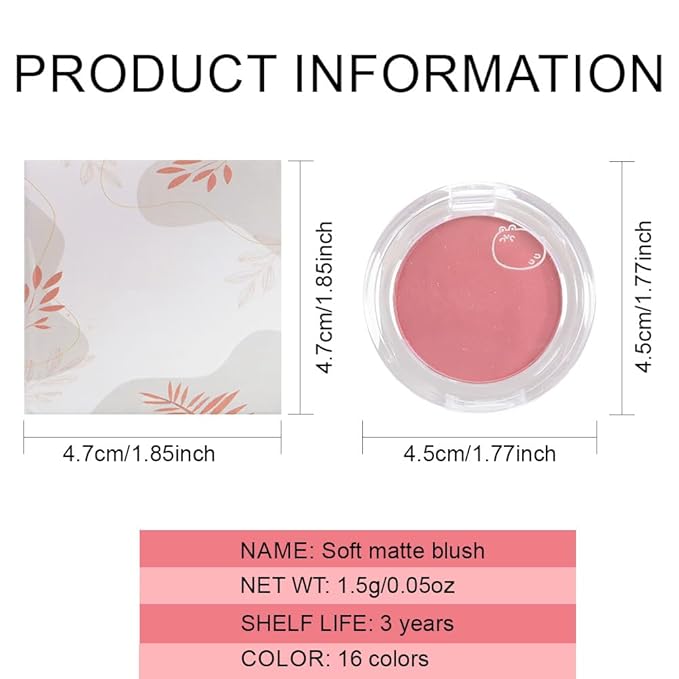 Matte Powder Blush for Cheeks – Long Lasting Natural Face Blusher Makeup, Lightweight Blendable Cheek Color for Women, Vegan & Cruelty-Free – #07 Coral Orange Red