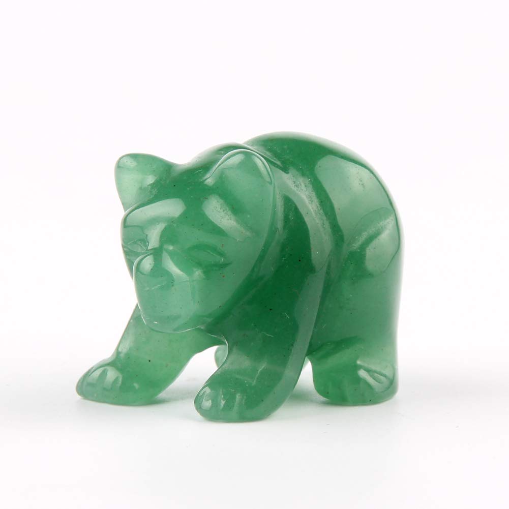 Natural Beads Semi Stone Carved Bear Green Aventurine Statue Chakra Healing Reiki Crafts (Green Aventurine)