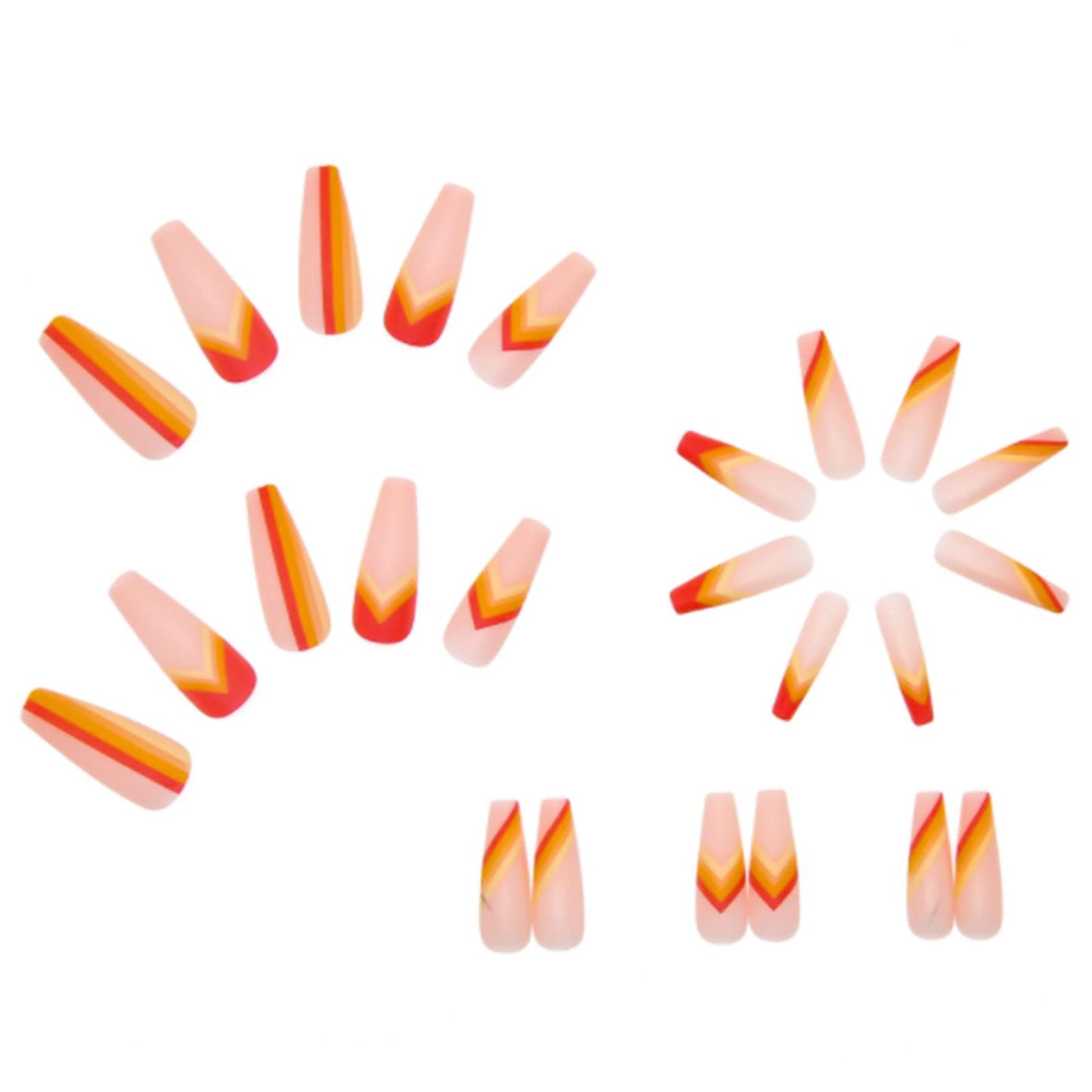 Kamize Extra Long Fake Coffin Nails Orange Press on Nails Matte Acrylic Nails Full Cover False Nails for Women and Girls24PCS