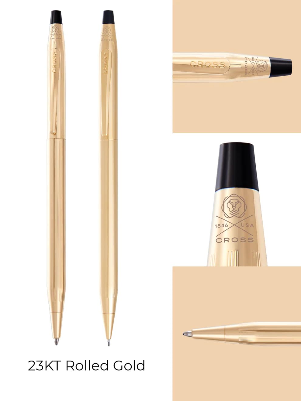 Cross Classic Century 23KT Gold Plated Ballpoint Pen & 0.7MM Mechanical Pencil Set.