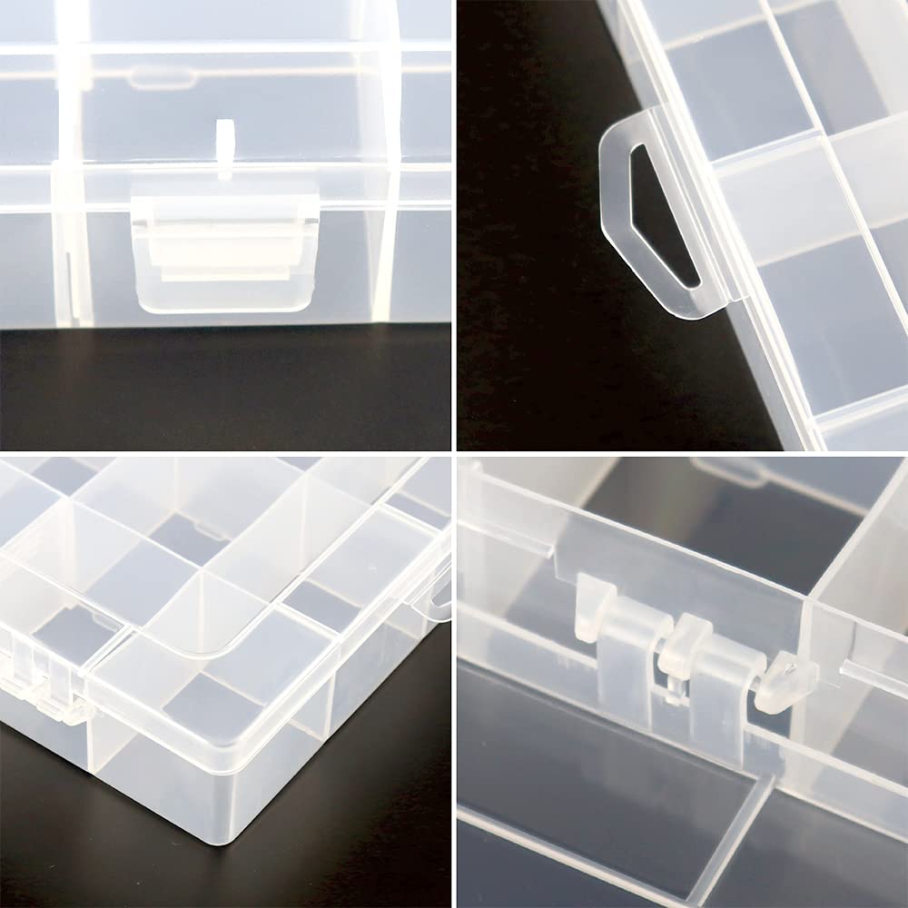 Tellyouwin 3Pack 28 Compartment Organizer Box with Parkical Adjustable Dividers, 28 Grids Plastic Storage Container for Jewelry, Craft DIY, Bead Organizer, Sewing, Dip Powder, Hair Accessories