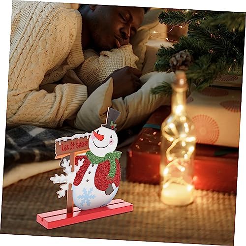 1pc Christmas Wooden Table Ornament Creative Snowman Design for Home Office and Party Decoration Friends and Boys and Girls Cartoon Desk Decoration for Festive Atmosphere