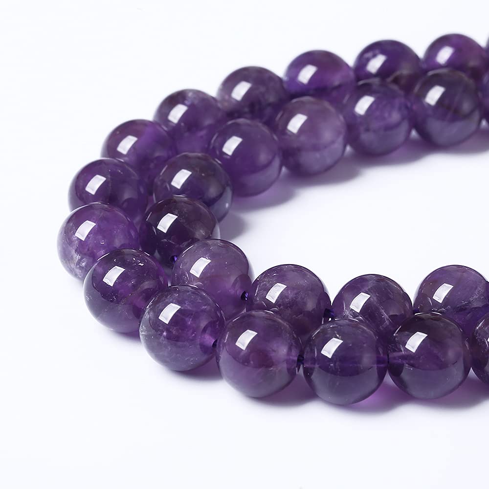 6mm 63pcs AAAAAA Natural Amethyst Purple Crystal Quartz Beads Gemstones Round Stone Beads for Jewelry Making DIY Women's Bracelet Necklace, Earrings