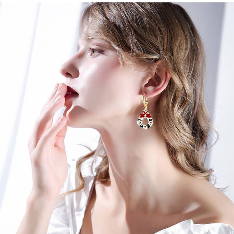 16 Pairs Christmas Reindeer Santa Hoop Earrings for Women Unique Winter Xmas Tree Snowflake Bow Bell Snowman Penguin Earrings Christmas New Year Jewelry Gifts - style: Gift