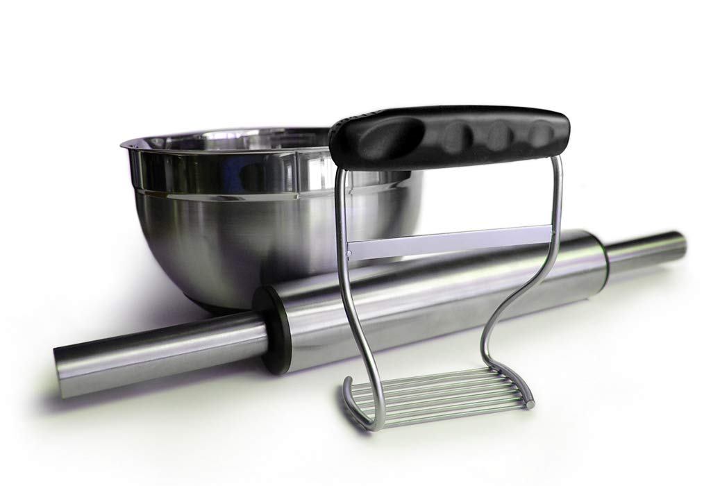 Perfect Pie Dough Blender & Pastry Cutter Tool – Heavy Duty Stainless Steel Blades for Easy Mixing – Ergonomic Soft Grip Handle – Ideal for Baking Pizza, Pie, Cookies - Black