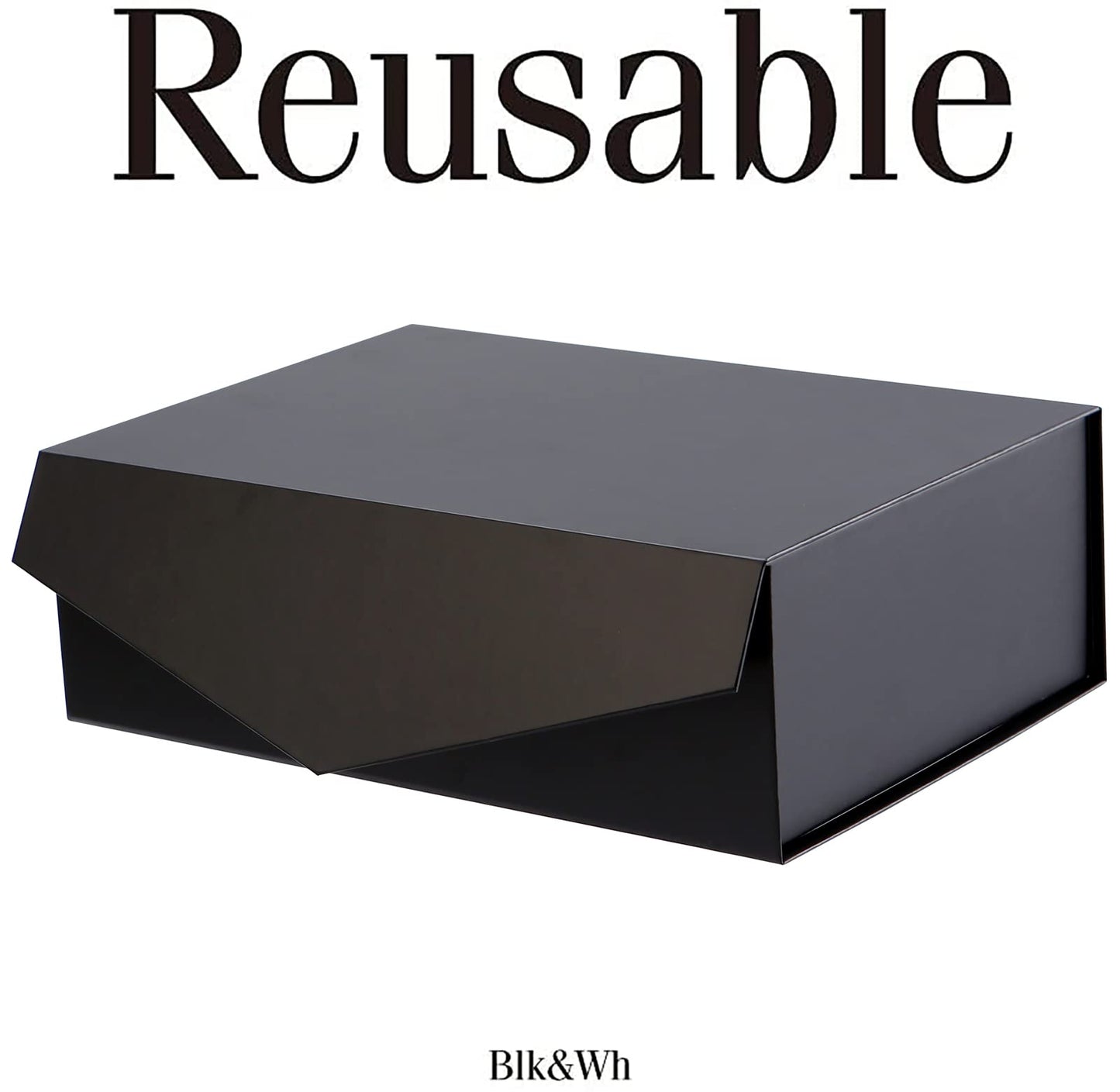 BLK&WH 6 Gift Boxes - 11.5x8.1x3.8 Inches, Large Black Magnetic Groomsman Boxes with Lids (Matte Black)