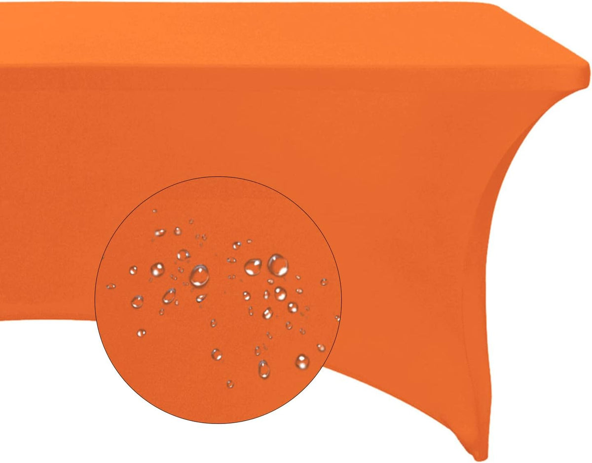 Spandex 6ft Waterproof Table Cover for Party,Wedding, Banquet, and Events(Orange)