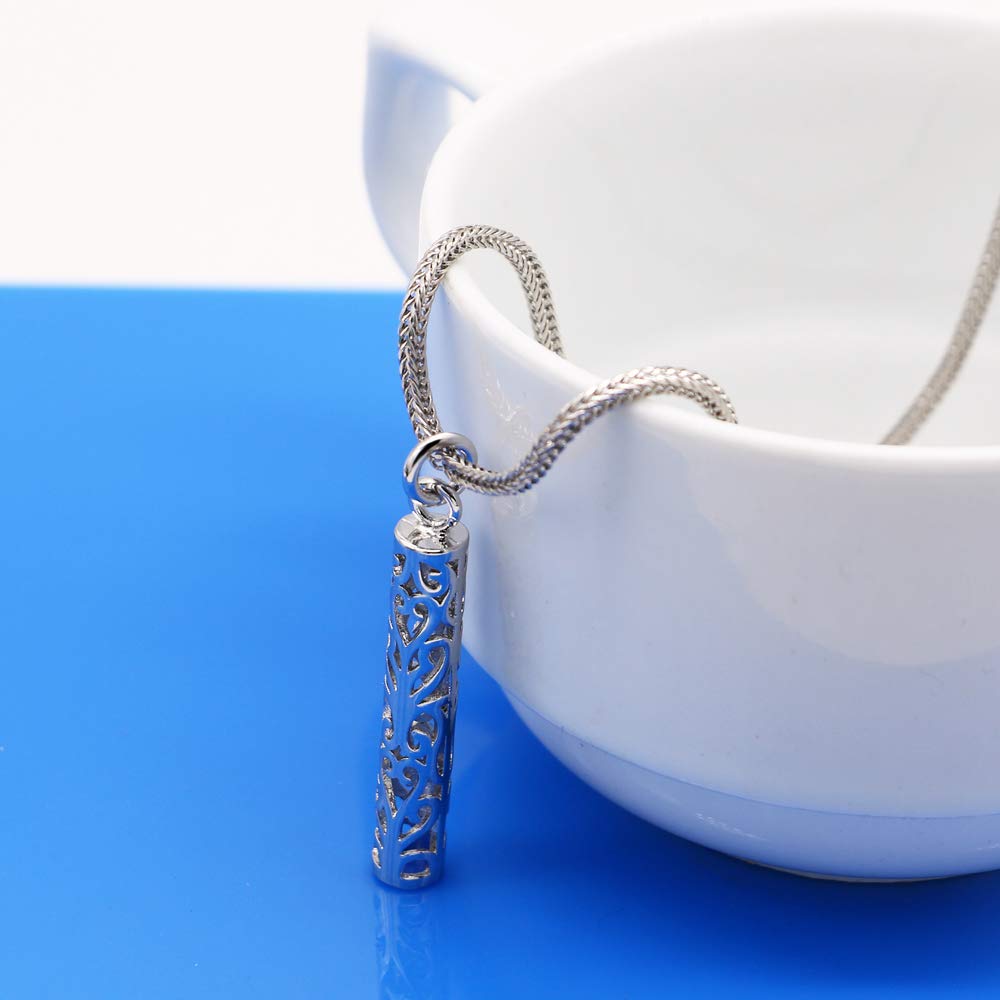 Dankadi Women's 925 Silver Necklace-Bohemian Sterling Silver Patterned Cylindrical Pendant Necklace-100% Original Silver Snake Chain 45-60CM Fine Jewelry (Chopin chain 22 inch)