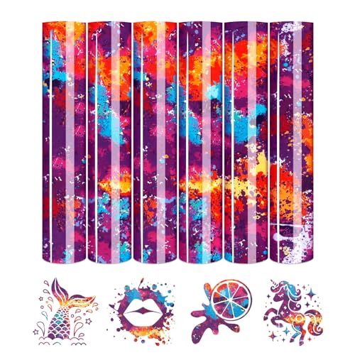 Tintnut Dark Red Splash Heat Transfer Vinyl - 6 Sheets 10"x12"Watercolor HTV Patterned HTV Iron On Vinyl for T-Shirts Hats Clothes - color: Dark Red-6pcs