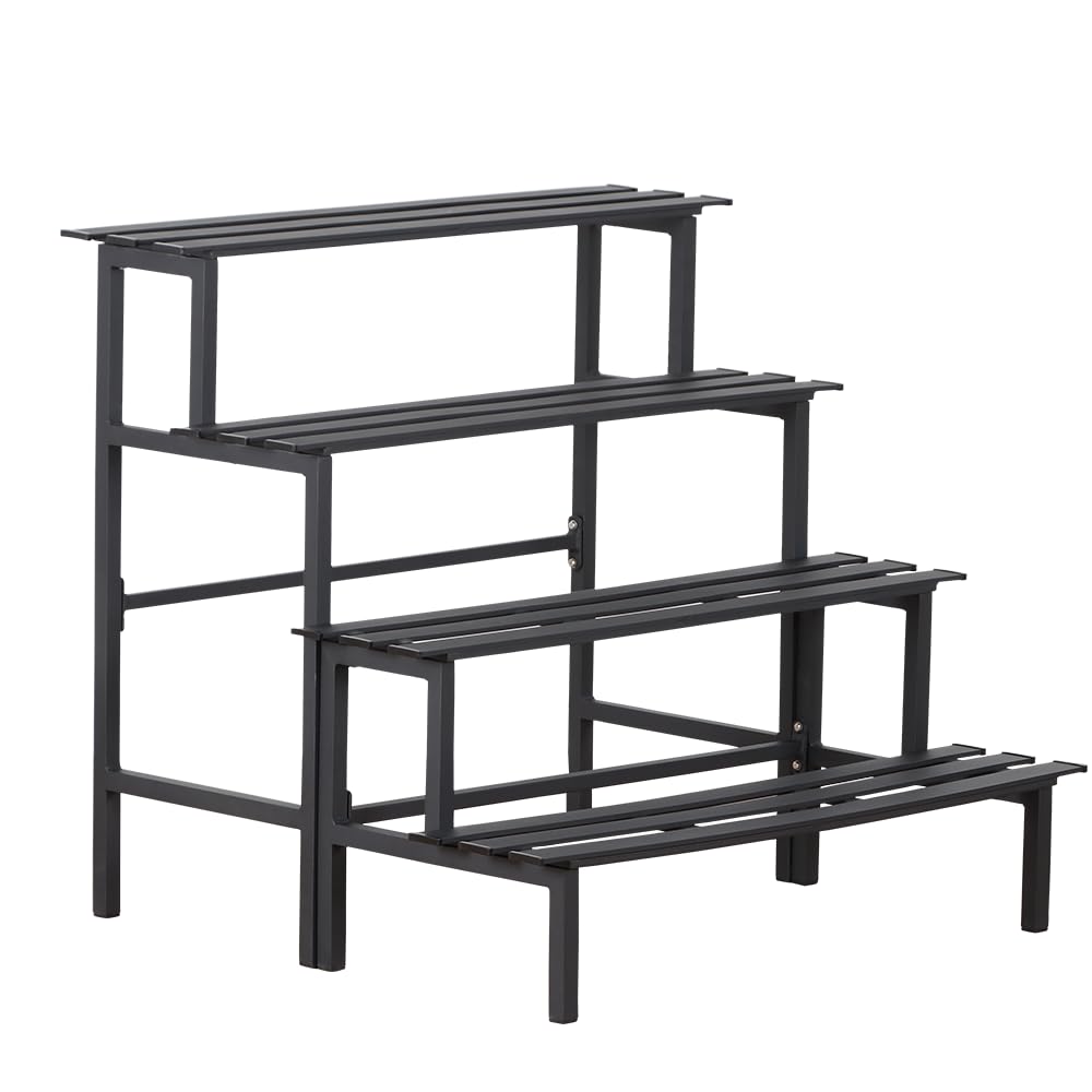 DHYGOTFUR Aluminum Plant Stand - Indoor & Outdoor Ladder Display Shelf for Plants - Sturdy Space-Saving Utility Organizer for Patio, Balcony & Garden (4-Tier)
