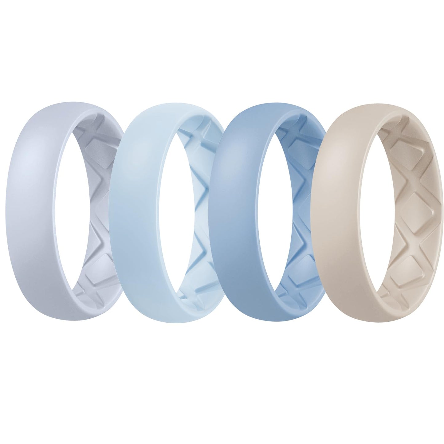 Egnaro Women's Engagement Rings, Silicone Inner Arc Ergonomic Breathable Design with half sizes, Rubber Wedding Band Rings，5.5mm Wide-2mm Thick