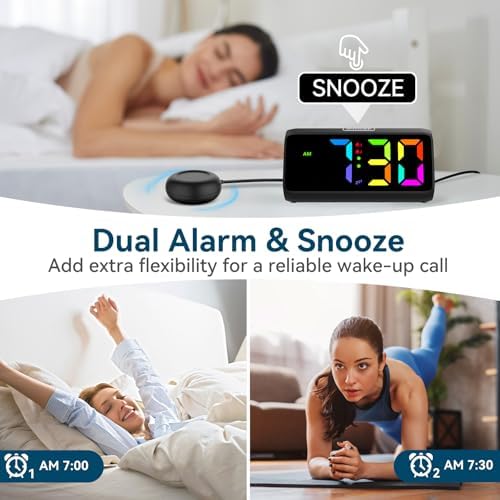 Netzu Loud Alarm Clock for Heavy Sleepers Black