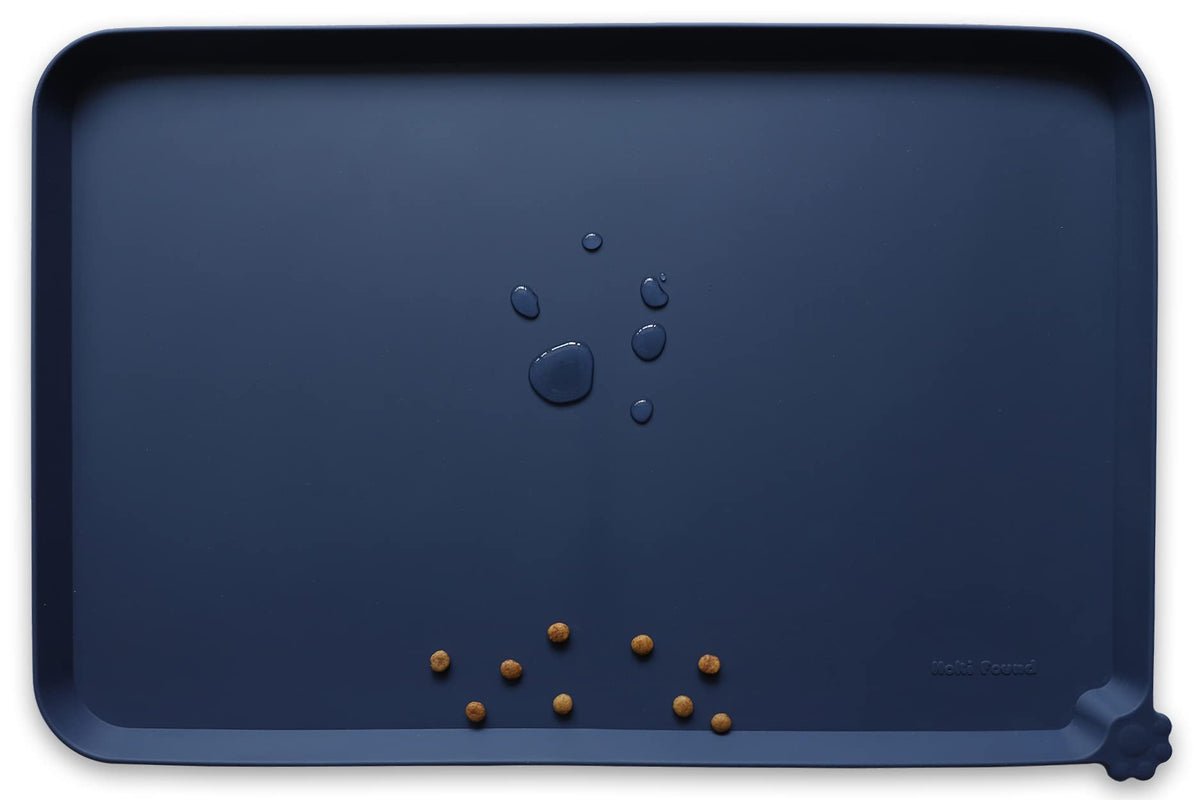 Hoki Found Silicone Pet Food Mats Tray - Non Slip Pet Bowl Mats Placemat - Dog Cat Feeding Mat - Waterproof Dog Food Mats -Pet Water Mats for Floors -Black