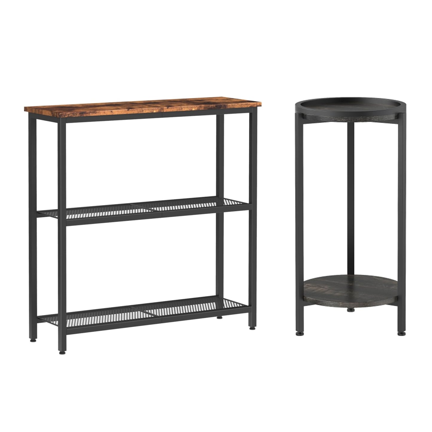 HOOBRO 29.5" Narrow Console Table and Small Round Side Table for Small Spaces Bundle, for Living Room Bedroom Kitchen, BF73XG01-BB167BZ01
