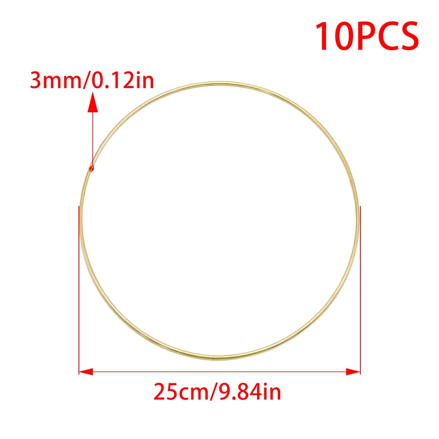 Pocoxll 10 Pcs 10 Inch Metal Hoops for Crafts, Dream Catcher Rings, Wire Wreath Frame Floral Hoop Rings for Wedding Wreath Decor and DIY Wall Hanging Crafts(Light Gold)
