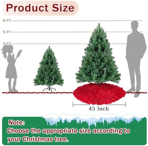 Red Tree Skirt 45 Inch Sequin Christmas Tree Skirt Ruffle