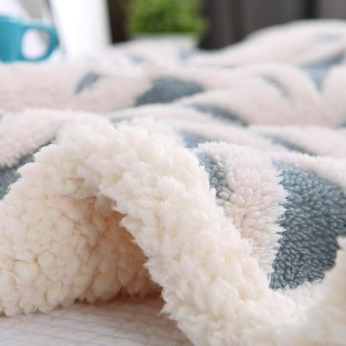 LOMAO Sherpa Fleece Blanket Fuzzy Soft Throw Blanket Dual Sided Blanket for Couch Sofa Bed (Light Blue, 71''x80'')
