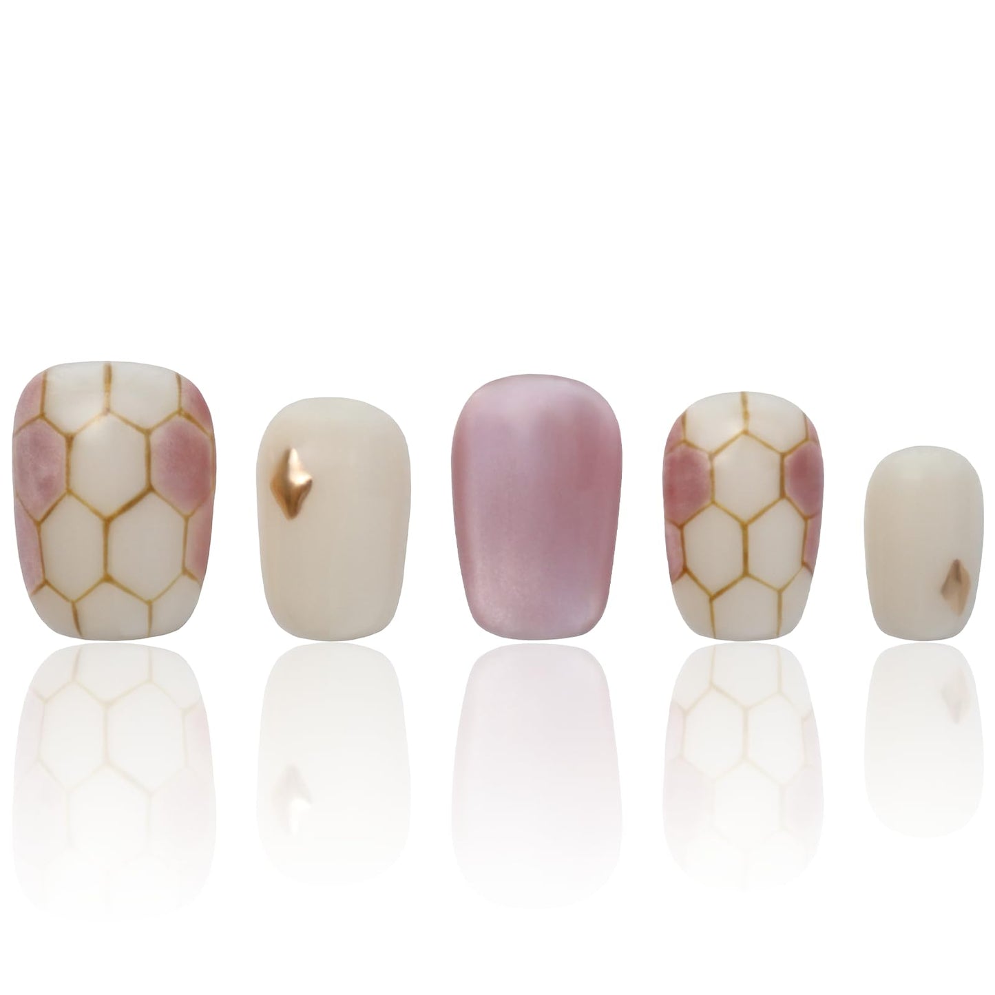 Press On Nails Thick Acrylic Short Nails Handmade Press On Nails Short Square 3D Pink Cat Eye Nails Gifts For Women COOLYOUNG 15 PCS, Size M