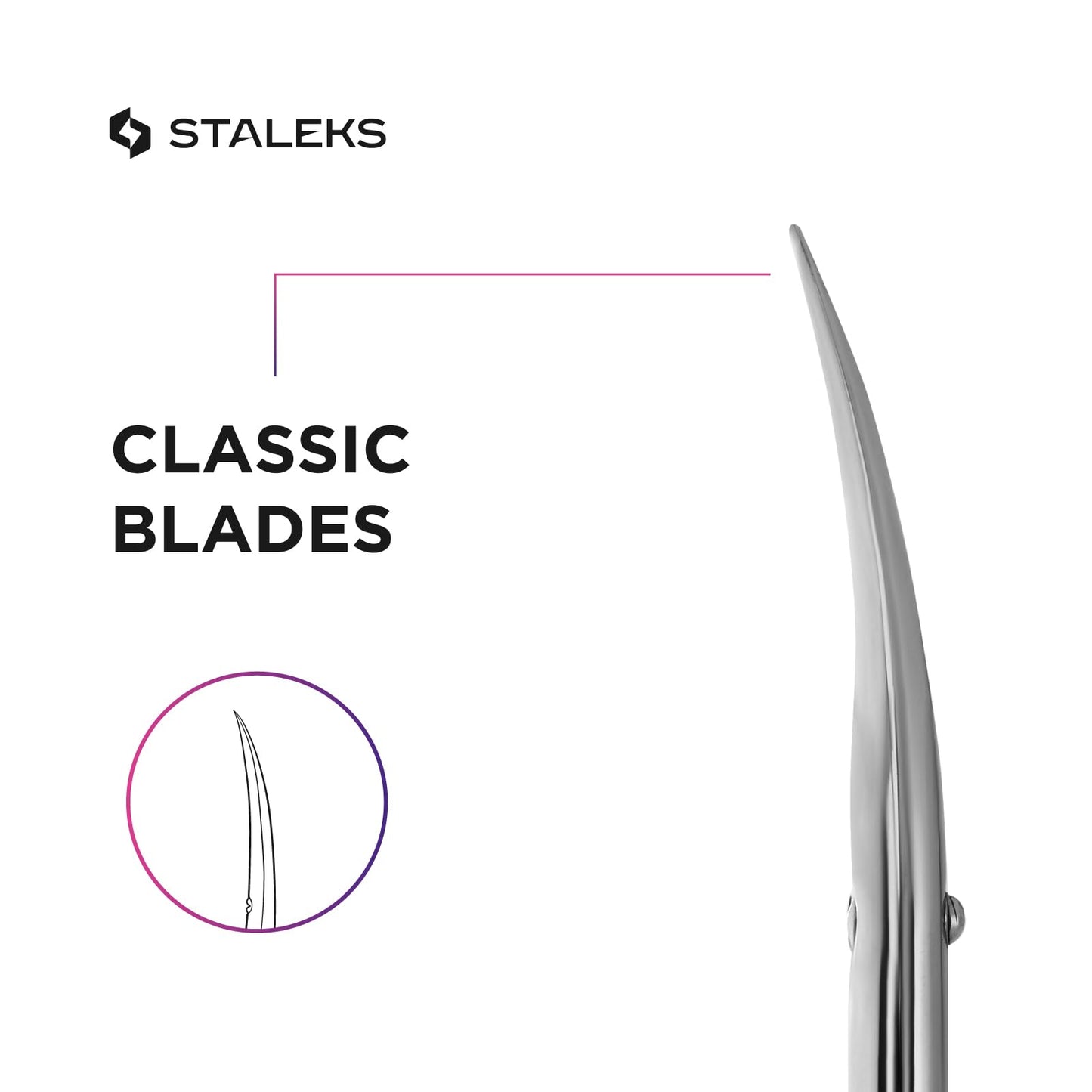 Staleks Exclusive 20 Type 1 Cuticle Scissors (Magnolia) – Professional Manual Sharpening and Classic Curved Blades
